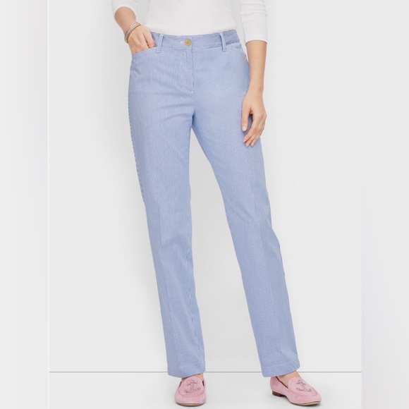 Talbots Stretch Cotton Chino Blue & White Stripe - Picture 1 of 13